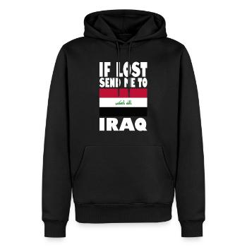 Slogan du drapeau irakien - Sweat à capuche Premium bio Homme - noir - Devant - Nico (187cm)