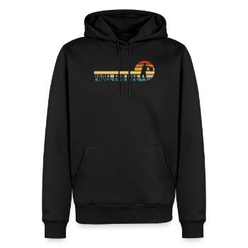 Retro Padel ein Leben Lang - Es gibt nur Padel - Männer Premium Bio Hoodie - Schwarz - Vorne - Nico (187cm)