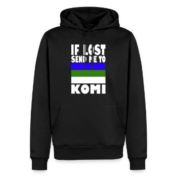 Komi Flag Saying - Men’s Premium Organic Hoodie - black - Front - Nico (187cm)