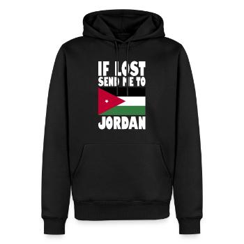 Jordanien Flagge Spruch - Männer Premium Bio Hoodie - Schwarz - Vorne - Nico (187cm)