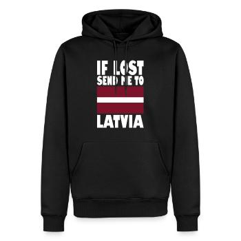 Slogan du drapeau de lettonie - Sweat à capuche Premium bio Homme - noir - Devant - Nico (187cm)