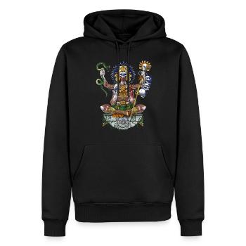 Chaman guerrier aztèque - Sweat à capuche Premium bio Homme - noir - Devant - Nico (187cm)
