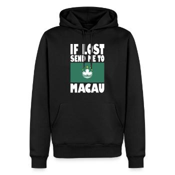 Macau Flagge Spruch - Männer Premium Bio Hoodie - Schwarz - Vorne - Nico (187cm)
