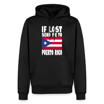 PUERTO RICO Drapeau Disant - Sweat à capuche Premium bio Homme - noir - Devant - Nico (187cm)