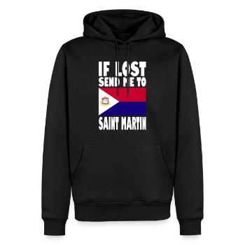 Drapeau Saint-Martin - Sweat à capuche Premium bio Homme - noir - Devant - Nico (187cm)