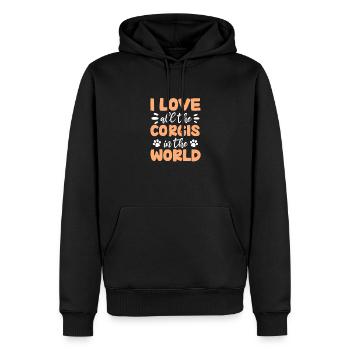 Corgi - Sweat à capuche Premium bio Homme - noir - Devant - Nico (187cm)