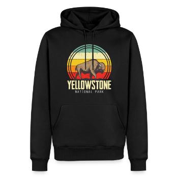 Parc national de Yellowstone Wyoming Camping Nature Wan - Sweat à capuche Premium bio Homme - noir - Devant - Nico (187cm)