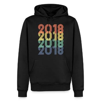 Cool Retro 2018, 5 ans, 5ème anniversaire Enfants - Sweat à capuche Premium bio Homme - noir - Devant - Nico (187cm)