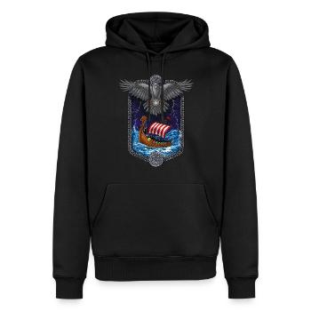 Mythologie nordique Navire viking - Sweat à capuche Premium bio Homme - noir - Devant - Nico (187cm)