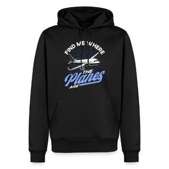 Cadeau d’atterrissage d’avion de pilote d’avion d’avion - Sweat à capuche Premium bio Homme - noir - Devant - Nico (187cm)