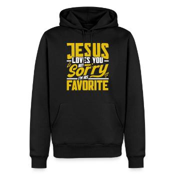 Jésus Bible Église religieuse chrétienne Don - Sweat à capuche Premium bio Homme - noir - Devant - Nico (187cm)