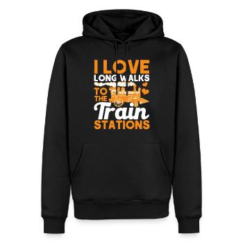 Modellbahn Zug Lokomotiven Geschenk - Männer Premium Bio Hoodie - Schwarz - Vorne - Nico (187cm)