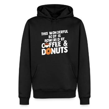Amateur de beignets et de café - Sweat à capuche Premium bio Homme - noir - Devant - Nico (187cm)