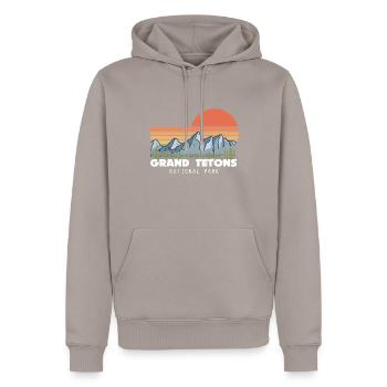 Parc national de Grand Teton Chaîne de montagnes souvenirs du Wyoming - Sweat à capuche Premium bio Homme - taupe - Devant - Nico (187cm)