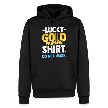 Gold Panning | Miner - Männer Premium Bio Hoodie - Schwarz - Vorne - Nico (187cm)