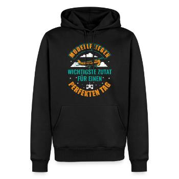 Modellfliegen - Männer Premium Bio Hoodie - Schwarz - Vorne - Nico (187cm)