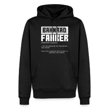 Bahnrad | Lustige Bahnrad Sprüche - Männer Premium Bio Hoodie - Schwarz - Vorne - Nico (187cm)