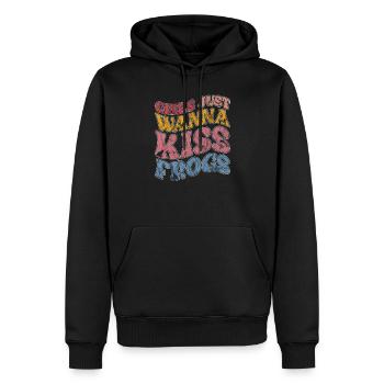 Mädchen wollen nur Frösche küssen für Prinzessinen - Männer Premium Bio Hoodie - Schwarz - Vorne - Nico (187cm)