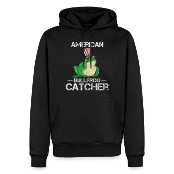 Amerikanischer Ochsenfrosch Fänger fängt und isst - Männer Premium Bio Hoodie - Schwarz - Vorne - Nico (187cm)
