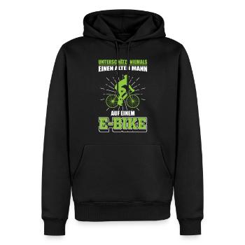 E Bikes | Altes Männer E-Bike Geschenk - Männer Premium Bio Hoodie - Schwarz - Vorne - Nico (187cm)