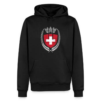 Drapeau suisse - Sweat à capuche Premium bio Homme - noir - Devant - Nico (187cm)