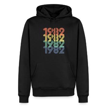 Cool Retro 1982, 40 ans, cadeau de 40e anniversaire - Sweat à capuche Premium bio Homme - noir - Devant - Nico (187cm)
