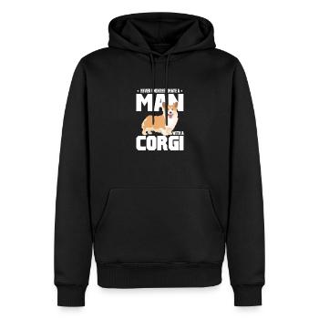 Corgi - Men’s Premium Organic Hoodie - black - Front - Nico (187cm)