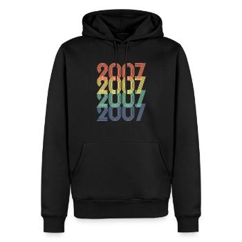 Cool Retro 2007, 16 ans, 16e anniversaire Ados - Sweat à capuche Premium bio Homme - noir - Devant - Nico (187cm)