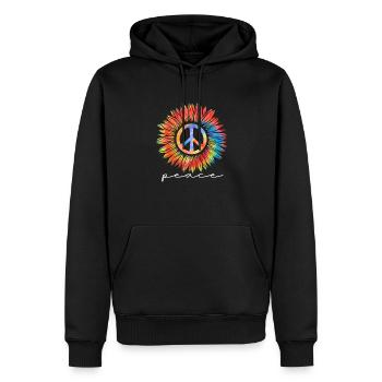 Hippie Peace Flower Power Amour Paix Cadeau - Sweat à capuche Premium bio Homme - noir - Devant - Nico (187cm)