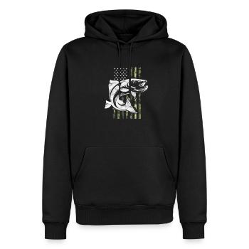 Pêcheur Aux États-Unis - Sweat à capuche Premium bio Homme - noir - Devant - Nico (187cm)