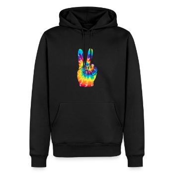 Hippie Paix Flower Power Amour Paix Cadeau - Sweat à capuche Premium bio Homme - noir - Devant - Nico (187cm)