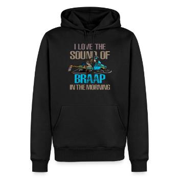Ich liebe den Klang von Braap am Morgen - Männer Premium Bio Hoodie - Schwarz - Vorne - Nico (187cm)