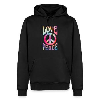 Hippie Peace Flower Power Amour Paix Cadeau - Sweat à capuche Premium bio Homme - noir - Devant - Nico (187cm)