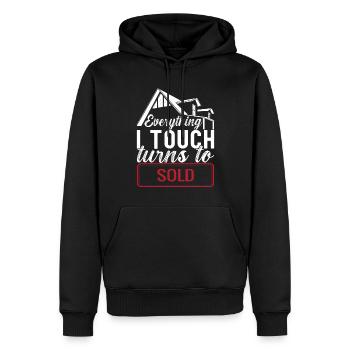 Courtier immobilier Markler Real Estate - Sweat à capuche Premium bio Homme - noir - Devant - Nico (187cm)