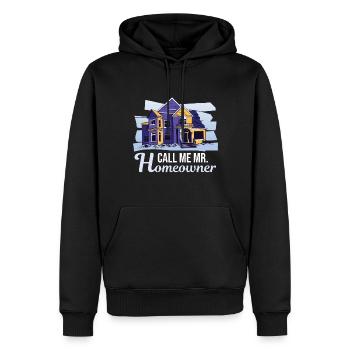 Pendaison de crémaillère | M. Propriétaire - Sweat à capuche Premium bio Homme - noir - Devant - Nico (187cm)