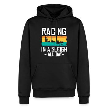 Traîneau à chiens | Mushing - Sweat à capuche Premium bio Homme - noir - Devant - Nico (187cm)