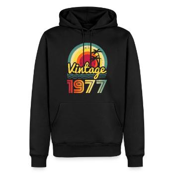 Millésime 1977 - Sweat à capuche Premium bio Homme - noir - Devant - Nico (187cm)