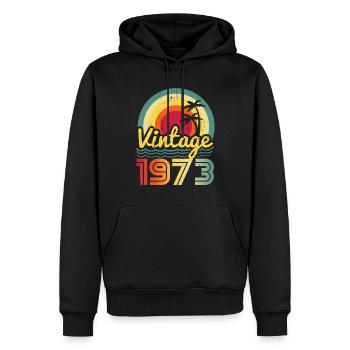 Vintage 1973 - Men’s Premium Organic Hoodie - black - Front - Nico (187cm)
