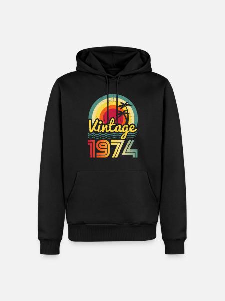 Millésime 1974 - Sweat à capuche Premium bio Homme - noir