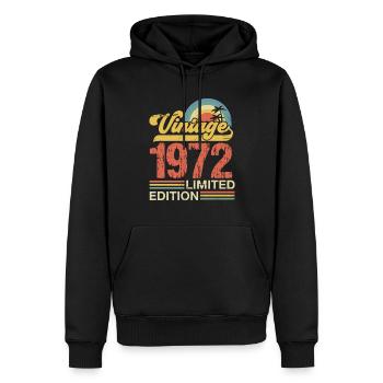 Vintage 1972 - Men’s Premium Organic Hoodie - black - Front - Nico (187cm)