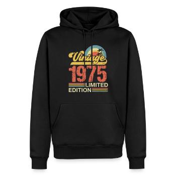 Millésime 1975 - Sweat à capuche Premium bio Homme - noir - Devant - Nico (187cm)