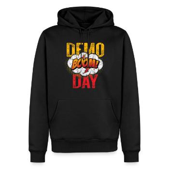 Boom Demo Day Team Mitglied in Farbe - Männer Premium Bio Hoodie - Schwarz - Vorne - Nico (187cm)