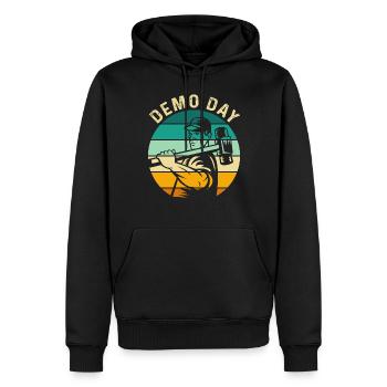 Retro Vorschlaghammer Abbruchsexperte am Demo Day - Männer Premium Bio Hoodie - Schwarz - Vorne - Nico (187cm)