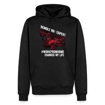 Abriss Experte mit Bagger und Kran auf der - Männer Premium Bio Hoodie - Schwarz - Vorne - Nico (187cm)