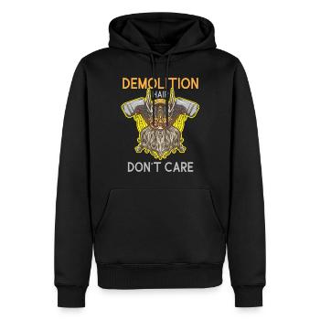 Demolition Hair Dont Care Wikinger mit Helm, Bart - Männer Premium Bio Hoodie - Schwarz - Vorne - Nico (187cm)
