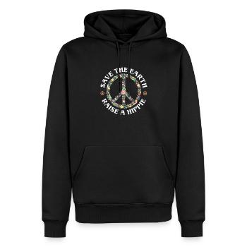 Hippie Peace Flower Power Amour Paix Cadeau - Sweat à capuche Premium bio Homme - noir - Devant - Nico (187cm)