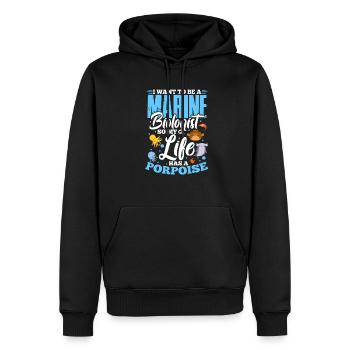 Biologie marine - Sweat à capuche Premium bio Homme - noir - Devant - Nico (187cm)