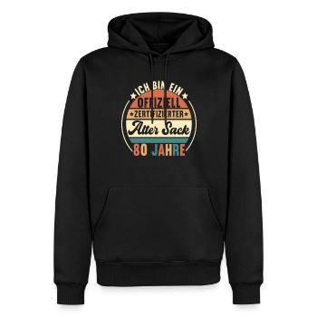 80. Geburtstag 80 Jahre - Männer Premium Bio Hoodie - Schwarz - Vorne - Nico (187cm)