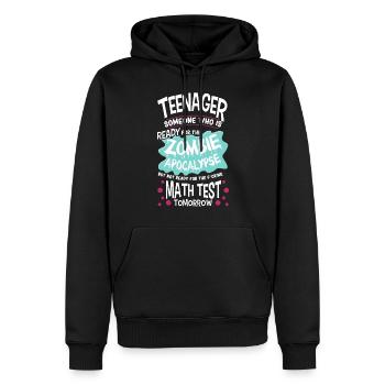 Drôle d’école d’adolescent Zombie Apocalypse - Sweat à capuche Premium bio Homme - noir - Devant - Nico (187cm)