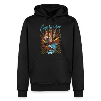 Steampunk-katze-steinbock-tierkreis - Männer Premium Bio Hoodie - Schwarz - Vorne - Nico (187cm)